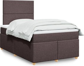 vidaXL Κρεβάτι Boxspring με Στρώμα Σκούρο Καφέ 120x200 εκ. Υφασμάτινο