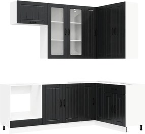 vidaXL Μονάδα κουζίνας LUCCA 8 pcs Μαύρο Επεξεργασμένο Ξύλο