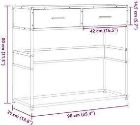 Τραπέζι Κονσόλα Καπνιστή Δρυς 90x35x80 εκ. Επεξεργασμένο Ξύλο - Καφέ