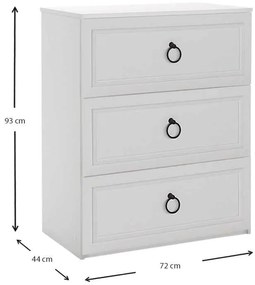 Συρταριέρα μελαμίνης Hampton Megapap χρώμα λευκό 72x44x93εκ.