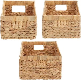 vidaXL Καλάθια Αποθήκευσης 3 pcs Φυσικό Υάκινθος νερού