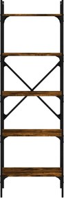 vidaXL Βιβλιοθήκη 5 Επιπέδων Καπνιστή Δρυς 56x31,5x174εκ. Επεξ. Ξύλο