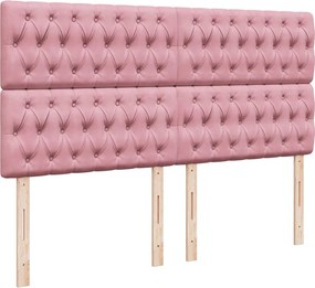 vidaXL Κρεβάτι Boxspring με Στρώμα Ροζ 200x200 εκ. Βελούδινο