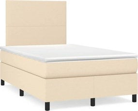 vidaXL Κρεβάτι Boxspring με Στρώμα Κρεμ 120x190 εκ. Υφασμάτινο