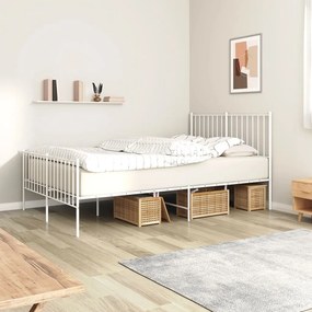 Πλαίσιο Κρεβατιού με Κεφαλάρι&amp;Ποδαρικό Λευκό 120x200εκ. Μέταλλο