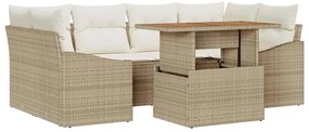 vidaXL Σετ Καναπέ Κήπου με αποθήκευση 7 pcs Μπεζ Πολυ ράταν