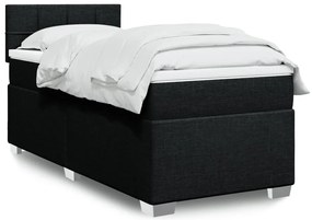 vidaXL Κρεβάτι Boxspring με Στρώμα Μαύρο 90x190 εκ.Υφασμάτινο
