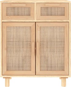 vidaXL Συρταριέρα Καφέ 60x30x75 εκ. Μασίφ Πεύκο &amp; Φυσικό Ρατάν