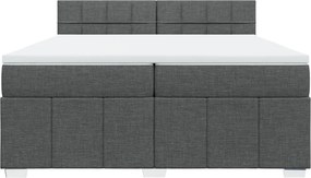 vidaXL Κρεβάτι Boxspring με Στρώμα Σκούρο Γκρι 200x200 εκ. Υφασμάτινο