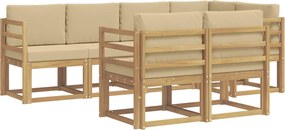 vidaXL Σειρά Καναπέ Εξωτερικού 7 pcs Λευκό και Μπεζ Πολυεστέρας