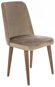 Artekko Milano Καρέκλα με Ξύλινο Καφέ Σκελετό και Καφέ Βελούδο (48x60x92)cm