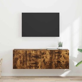 vidaXL Ντουλάπι Τηλεόρασης Τοίχου Επιτοίχιο 2 pcs Καπνιστό Δρύς