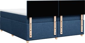 vidaXL Κρεβάτι Boxspring με Στρώμα Μπλε 200x200 εκ. Υφασμάτινο
