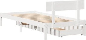 vidaXL Σκελετός Κρεβ. Χωρίς Στρώμα Λευκό 75x190 εκ Μασίφ Πεύκο