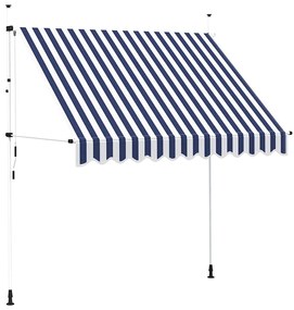 vidaXL Τέντα Συρόμενη Χειροκίνητη Μπλε με Λευκές Ρίγες 250 εκ.