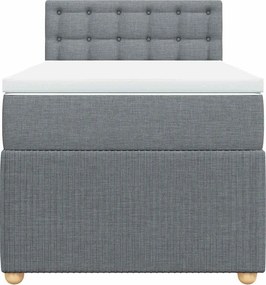 vidaXL Κρεβάτι Boxspring με Στρώμα Ανοιχτό Γκρι 90x200 εκ. Υφασμάτινο