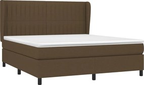 vidaXL Κρεβάτι Boxspring με Στρώμα Σκούρο Καφέ 180x200 εκ Υφασμάτινο