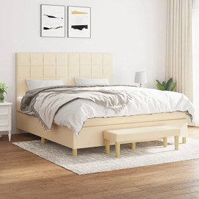 vidaXL Κρεβάτι Boxspring με Στρώμα Κρεμ 180x200 εκ. Υφασμάτινο