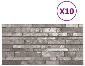 vidaXL Πάνελ Τοίχου 3D 10 τεμ. Σχέδιο Τούβλα Σκούρο Γκρι EPS