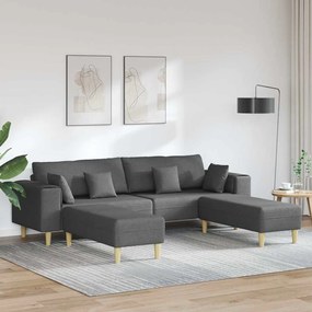 vidaXL Υφασμάτινος καναπές με μαξιλάρι 3 pcs Σκούρο Γκρι 208 εκ. ύφασμα