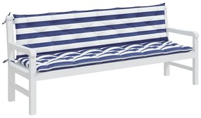 Μαξιλάρια Πάγκου 2 τεμ. Μπλε &amp; Λευκό Ριγέ 200x50x7εκ Υφασμάτινα - Πολύχρωμο