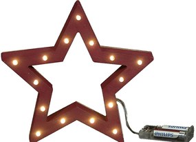 Μώβ Ξύλινο Διακοσμητικό Αστέρι Με Led Φωτισμό,20(Η) x 22 x 3cm