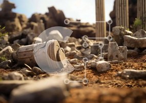 Intra Συλλεκτικό Ξύλινο Παζλ Plywood 4mm - Βράχοι και συντρίμμια σε ένα ανοιχτό πεδίο Σε Ξύλινο Κουτί - Διαστάσεις: 10x10 cm – 25 κομμάτια