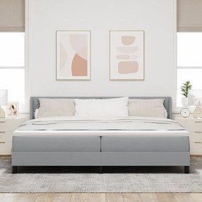vidaXL Κρεβάτι Box Spring με Στρώμα, Ανοιχτό γκρι, 200x200 εκ., Ύφασμα