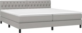 vidaXL Κρεβάτι Boxspring με Στρώμα Ανοιχτό Γκρι 200x200 εκ. Υφασμάτινο
