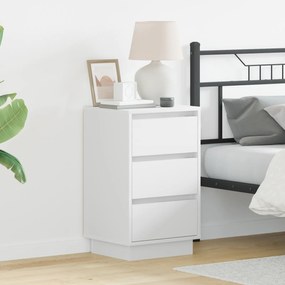 vidaXL κομοδίνο  με LED Λευκό 39x34.5x65 εκ Επεξεργασμένο Ξύλο