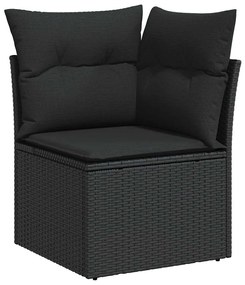 vidaXL 11τμχ Σετ Καναπέ Κήπου με Μαξιλάρια Μαύρο Πολυ Ρατάν