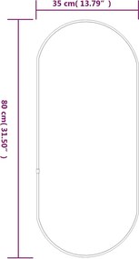 vidaXL Καθρέφτης Τοίχου Οβάλ Ασημί 80 x 35 εκ.