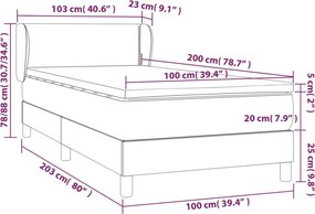 vidaXL Κρεβάτι Boxspring με Στρώμα Ανοιχτό Γκρι 100x200 εκ. Υφασμάτινο