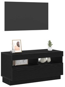vidaXL Κονσόλα Τηλεόρασης με LED Φώτα Μαύρο Δρυς 80x35x40 εκ. Ένα επεξεργασμένο ξύλο