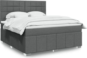 vidaXL Κρεβάτι Boxspring με Στρώμα Σκούρο Γκρι 180x200 εκ Υφασμάτιν