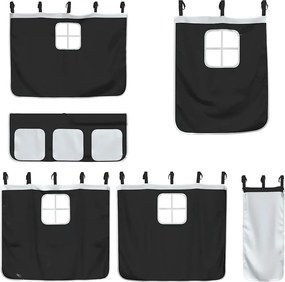 vidaXL Κουρτίνες για Κρεβάτι Κουκέτα Λευκό / Μαύρο από Πολυεστέρα