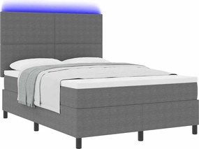 vidaXL LED Κρεβάτι με βάθρο Ανοιχτό Γκρι και Λευκό 140 x 190 cm