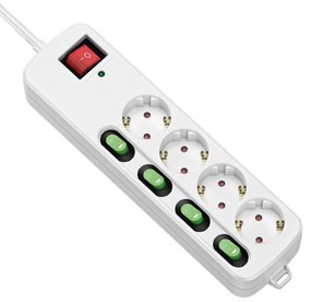 Πολύπριζο με 4 Πρίζες χωρίς διακόπτη TM Electron TMUAD554 Λευκό 3680 W (1,5 m)