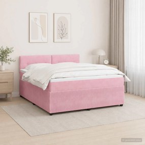 vidaXL Κρεβάτι box spring με στρώμα Ροζ 180 x 200 cm Βελούδο