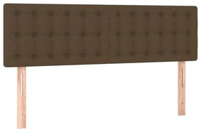 vidaXL Κρεβάτι Boxspring με Στρώμα &amp; LED Σκ.Καφέ 140x190 εκ Υφασμάτινο
