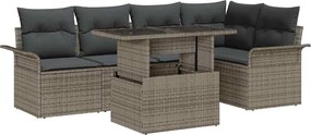 vidaXL Σετ Καναπέ Κήπου με μαξιλάρι 6 pcs Γκρι Πολυ Ρατάν