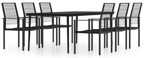 vidaXL Σετ Τραπεζαρίας Κήπου 7 Τεμαχίων Μαύρο