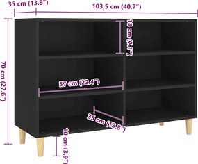 vidaXL Ραφιέρα Μαύρη 103,5 x 35 x 70 εκ. από Επεξεργασμένο Ξύλο