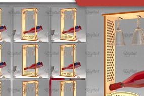 Σετ των 2 Intra απο ξύλο plywood 3mm-4mm πάχος – Ξύλινες θήκες για μπουκάλια κρασιού Πακέτο LaserCut Δίασταση 20x20 cm INTRAFABR-101108172