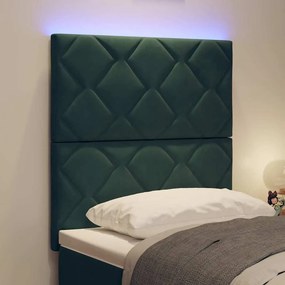 vidaXL LED κεφαλάρι Σκούρο Πράσινο 80 cm Βελούδο