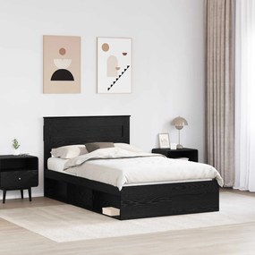 vidaXL Σκελετός Κρεβατιού Μαύρη Δρυς 135 x 190 cm Επεξεργασμένο Ξύλο