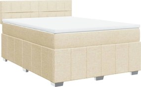 vidaXL Κρεβάτι Boxspring με Στρώμα Κρεμ 140x200 εκ. Υφασμάτινο