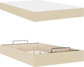 vidaXL Σκελετός κρεβατιού με στρώμα 2 pcs Κρεμ ύφασμα