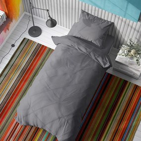 Σεντόνια Solid (Σετ 3τμχ) 495 Dark Grey DimCol Single 160x240cm 100% Cotton