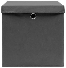 Κουτιά Αποθήκευσης με Καπάκια 10 τεμ Γκρι 32x32x32εκ Υφασμάτινα - Γκρι